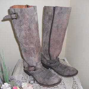 Miz Mooz Domino Brown Heeled Boots with Stitch Detail 39